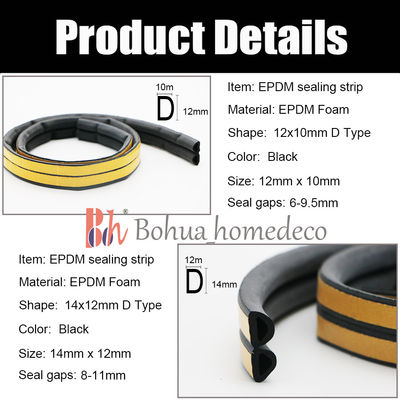Selbstklebende EPDM-Gummidichtungen D formten für Lager-Tür 12*10mm